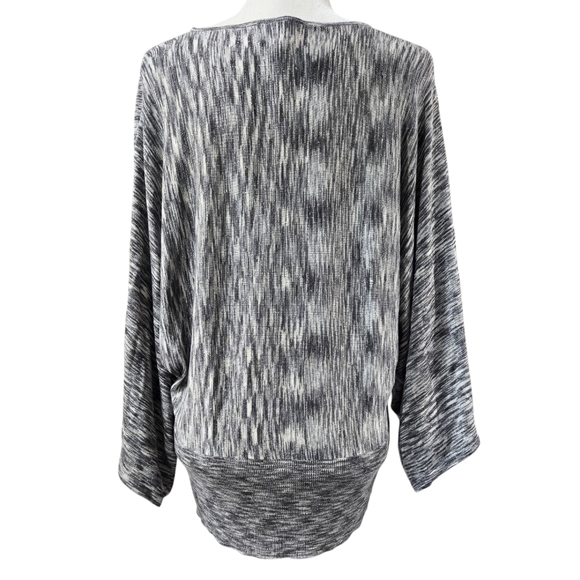 Chico's Gray Metallic Space Dye Dolman Sweater Wide Kimono Sleeves Party - Picture 2 of 9